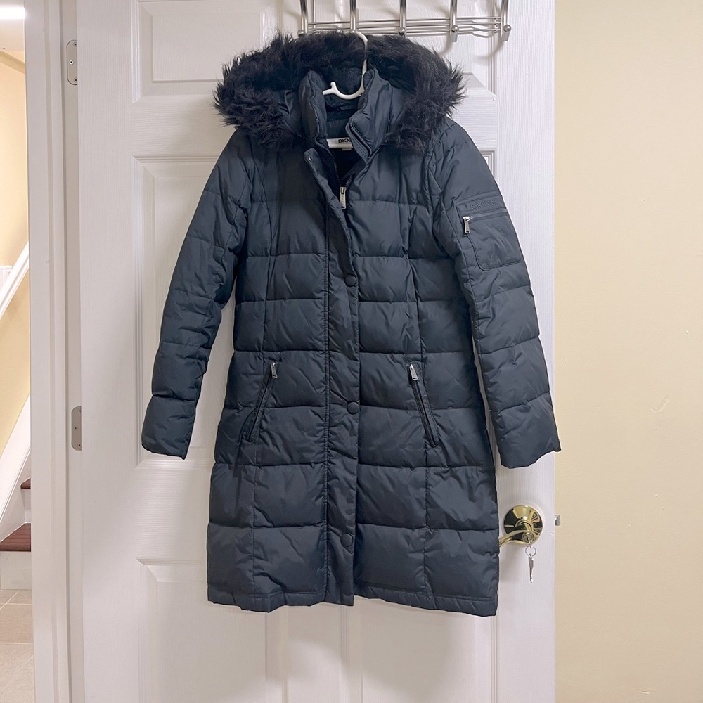 Grey DKNY Parka Winter Jacket